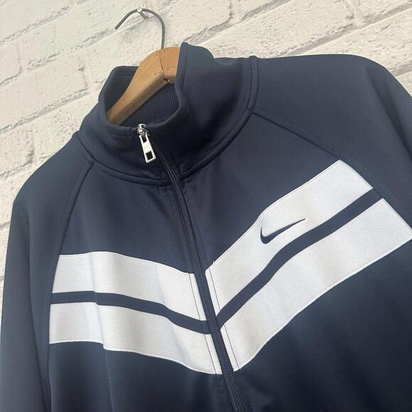 Nike Windbreaker Mens XL Gray White Black Long Sleeve‎ Full Zip Vented Jacket - Picture 1 of 3